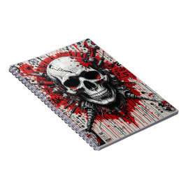 Skull Graffiti - rood, zwart en herbedraad | Spira Notitieboek