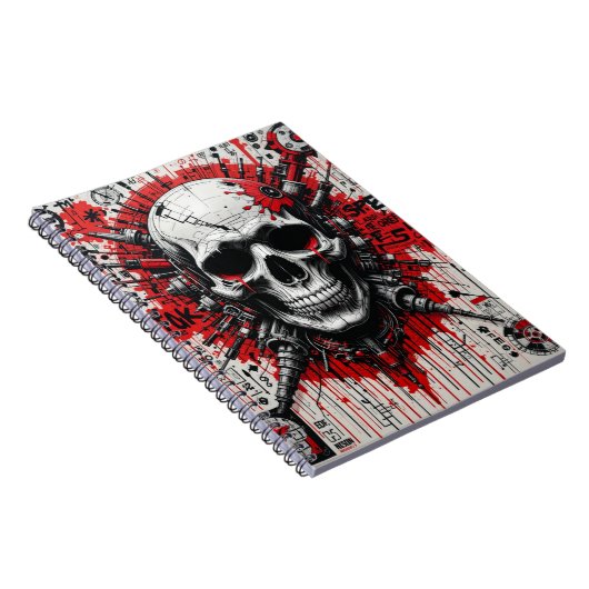 Skull Graffiti - rood, zwart en herbedraad | Spira Notitieboek (Rechterzijde)