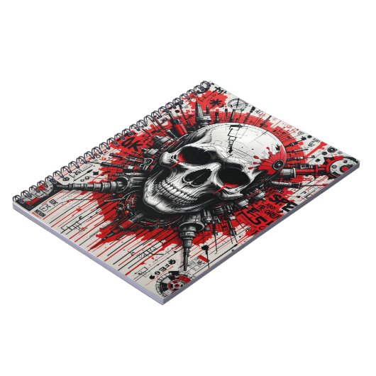 Skull Graffiti - rood, zwart en herbedraad | Spira Notitieboek (Linkerzijde)