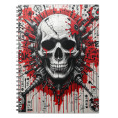 Skull Graffiti - rood, zwart en herbedraad | Spira Notitieboek (Voorkant)
