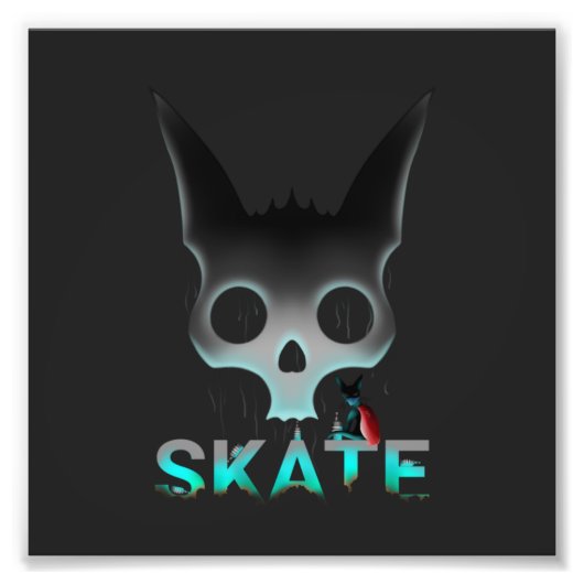 Skull Graffiti Skater Cat Foto Afdruk (Voorkant)