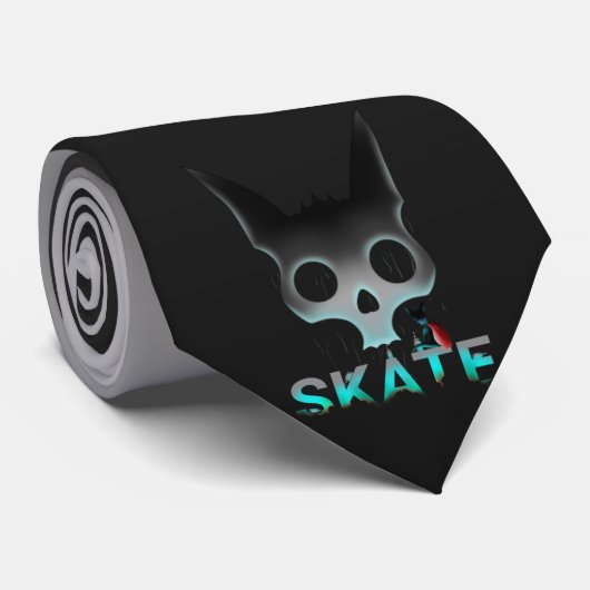Skull Graffiti Skater Cat Stropdas (Opgerold)