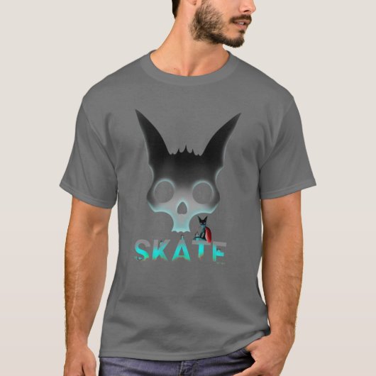 Skull Graffiti Skater Cat T-shirt (Voorkant)