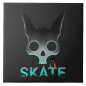 Skull Graffiti Skater Cat Tegeltje (Voorkant)
