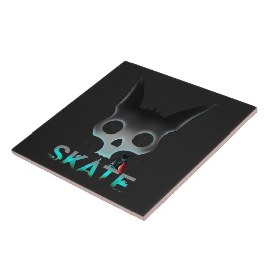 Skull Graffiti Skater Cat Tegeltje (Zijkant)