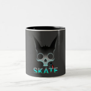Skull Graffiti Skater Cat Tweekleurige Koffiemok