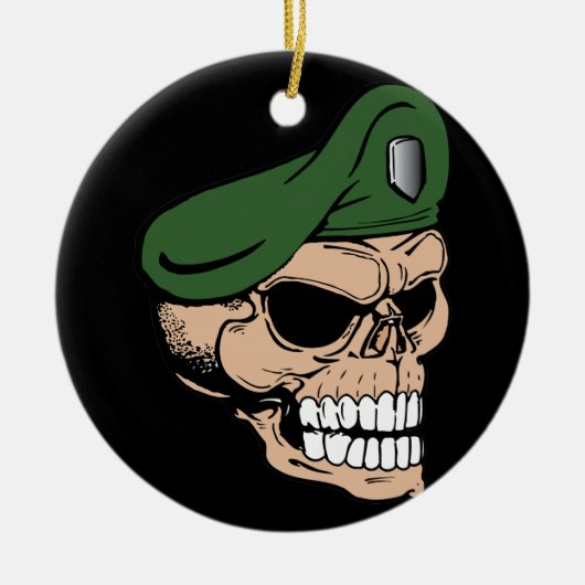 Skull Green Beret Keramisch Ornament (Voorkant)