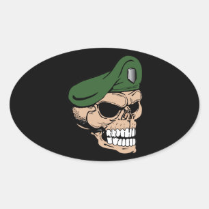 Skull Green Beret Ovale Sticker