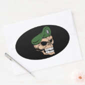 Skull Green Beret Ovale Sticker (Envelop)