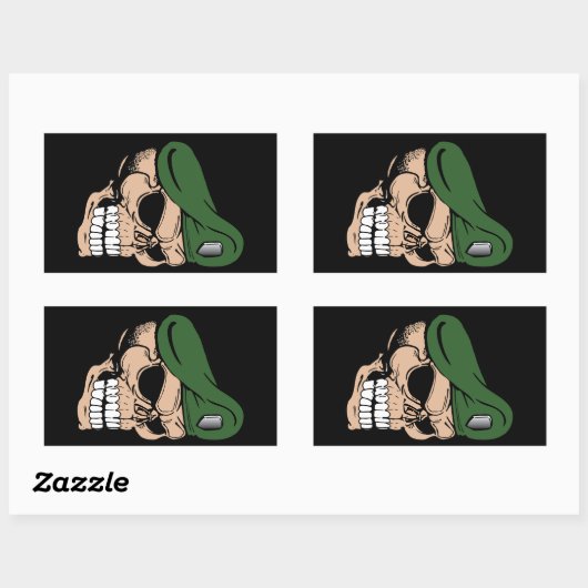 Skull Green Beret Rechthoekige Sticker (Vel)