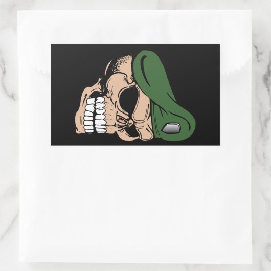 Skull Green Beret Rechthoekige Sticker (Tas)