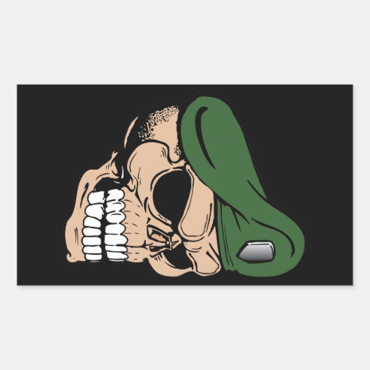 Skull Green Beret Rechthoekige Sticker (Voorkant)