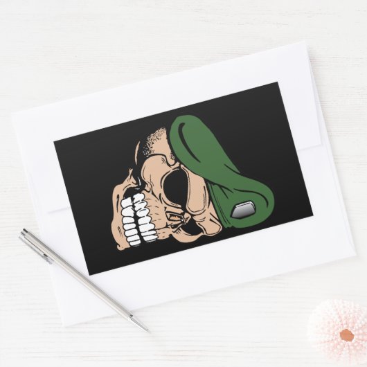 Skull Green Beret Rechthoekige Sticker (Envelop)