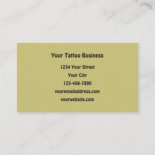 Skull Green Gothic Tattoo Artist Visitekaartje (Achterkant)