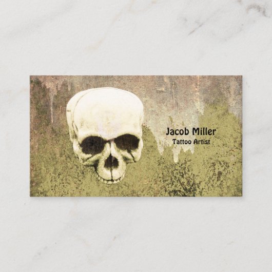 Skull Green Gothic Tattoo Artist Visitekaartje (Voorkant)