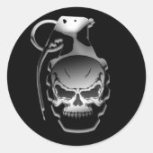 Skull Grenade Ronde Sticker (Voorkant)