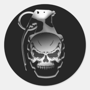Skull Grenade Ronde Sticker