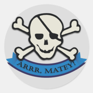 Skull - Grijze Klassic Round Sticker, Glossy Ronde Sticker