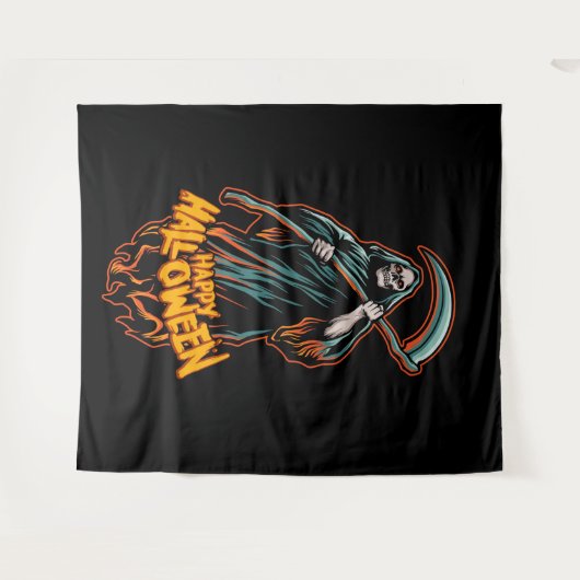 Skull Grim Reaper Halloween Backdrop Wandkleed (Voorkant (horizontaal))