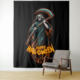 Skull Grim Reaper Halloween Backdrop Wandkleed