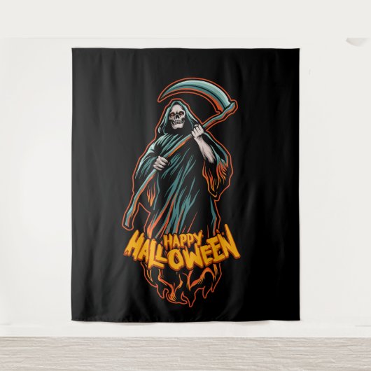 Skull Grim Reaper Halloween Backdrop Wandkleed (Voorkant)
