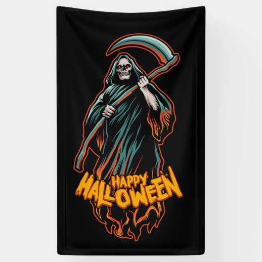 Skull Grim Reaper Halloween Spandoek (Verticaal)
