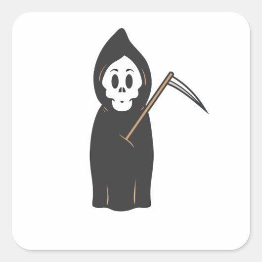 Skull Grimreaper Vierkante Sticker (Voorkant)