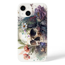 Skull Grunge Aesthetische Floral Waterverf Artwork