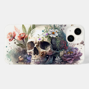 Skull Grunge Aesthetische Floral Waterverf Artwork Case-Mate iPhone 14 Hoesje