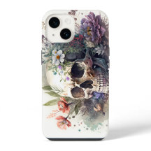 Skull Grunge Aesthetische Floral Waterverf Artwork