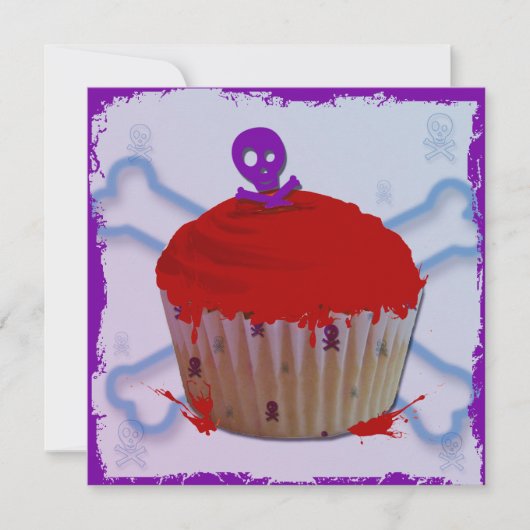 Skull Grunge Cupcake Notecards Notitiekaartje (Voorkant)