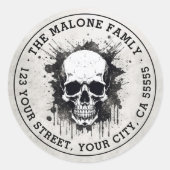 Skull grunge Halloween retouradres Ronde Sticker (Voorkant)