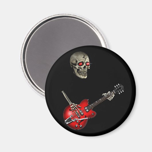Skull Guitar Player Magneet (Voorkant / Achterkant)