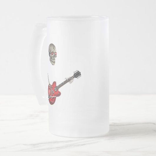 Skull Guitar Player Matglas Bierpul (Voorkant links)