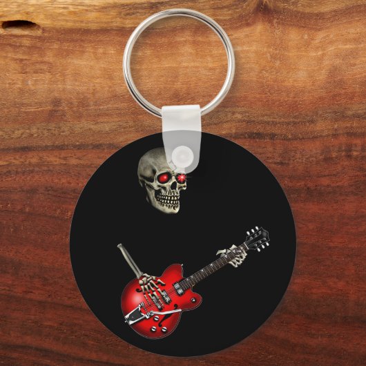 Skull Guitar Player Sleutelhanger (Voorkant)