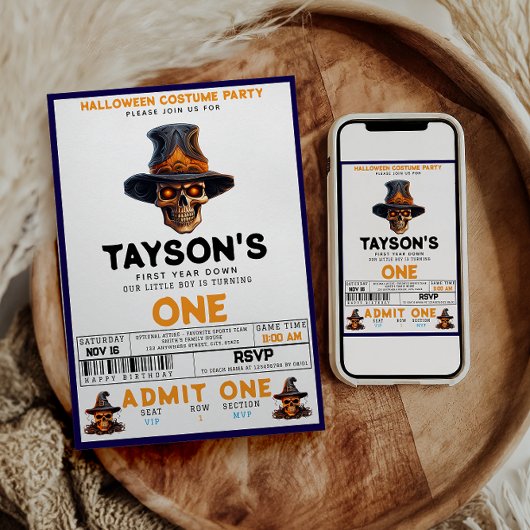 Skull Halloween 1e verjaardag Kostuumfeest Kaart