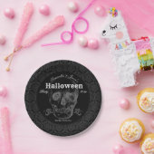 Skull Halloween  Black White Gothic Papieren Bordje (Feest)