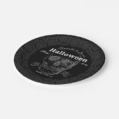 Skull Halloween  Black White Gothic Papieren Bordje (Gekanteld)