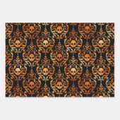 Skull Halloween Damask in Purple, Orange, Green Inpakpapier Vel (Voorkant 2)