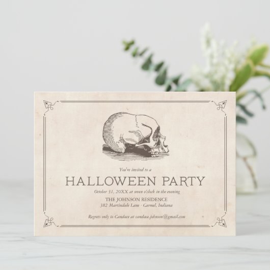 Skull Halloween-feest uitnodigt Kaart (Staand voorkant)
