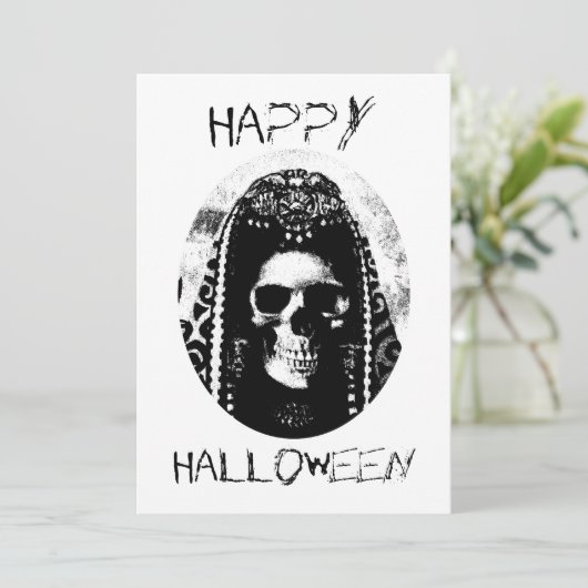 Skull Halloween Invite Kaart (Staand voorkant)