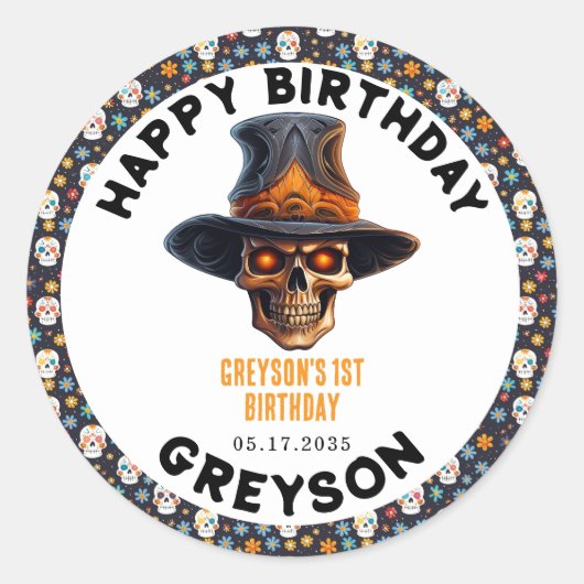 Skull Halloween Kinder Kostuumfeest - Schattige & Ronde Sticker (Voorkant)