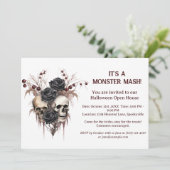 Skull Halloween Open House Uitnodiging (Staand voorkant)