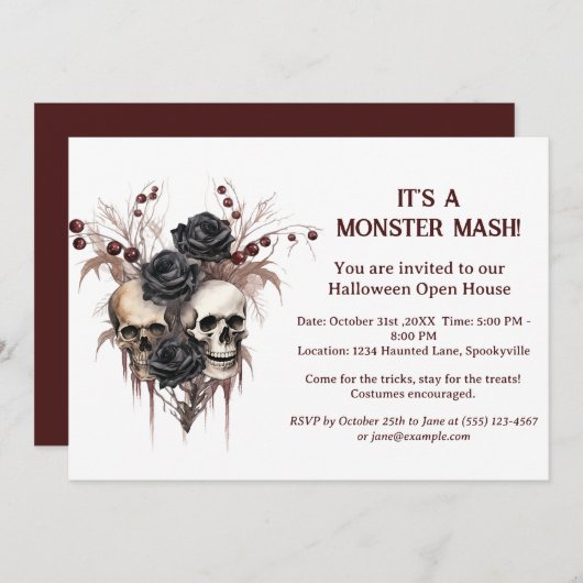 Skull Halloween Open House Uitnodiging (Voorkant / Achterkant)