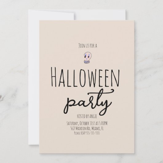 Skull Halloween Party  Doodle Kaart (Voorkant)