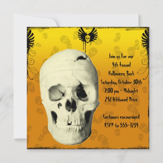 Skull Halloween Party Invitation Kaart (Achterkant)