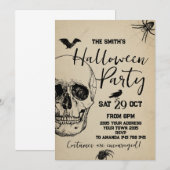 Skull Halloween Party Spooky Kaart (Voorkant / Achterkant)