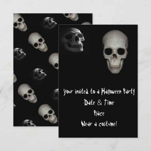 Skull Halloween Party-uitnodigingen Kaart (Voorkant / Achterkant)