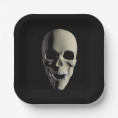 Skull Halloween Party Zwart Vierkant Papier Borden Papieren Bordje (Voorkant)