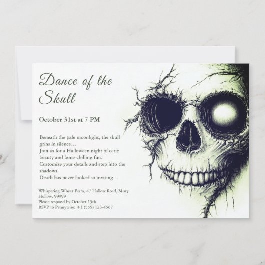 Skull Halloween Uitnodiging - Dark & Spooky Party (Voorkant)